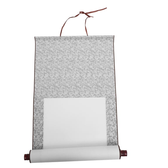 SEWCHICS Blank Hanging Wall Calligraphy Scroll Grey Imitation Silk Paper 1Set