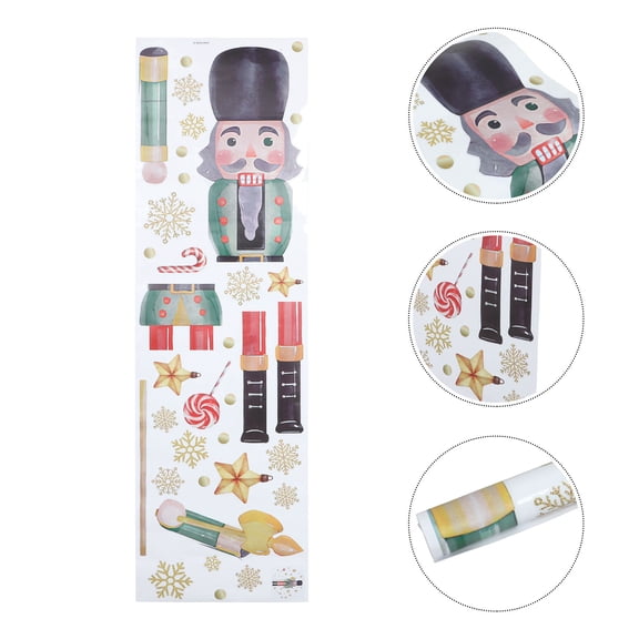 SEWCHICS 1Set Christmas Nutcracker Wall Stickers Snowflake Window Clings for Winter Room Decorations