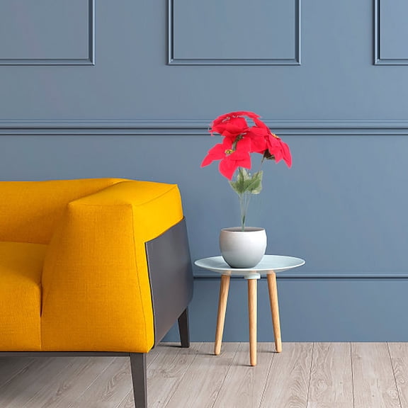 SEWCHICS 1Set Festive Poinsettia Lint Flowers Decoration for Family Gatherings