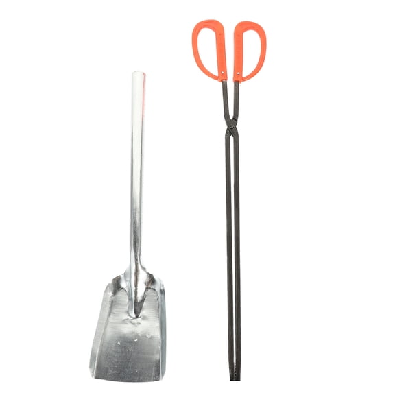 SEWCHICS Firewood Handling Set with Fire Tongs and Ash Scoop for Pit and Fireplace Maintenance