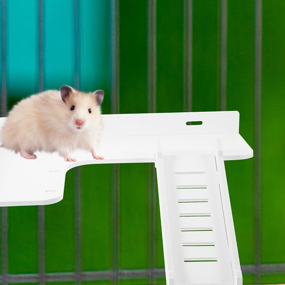 SEWCHICS 1Set Hamster Cage White Platform with Climbing Ramp Anti Biting Small Pet Supply