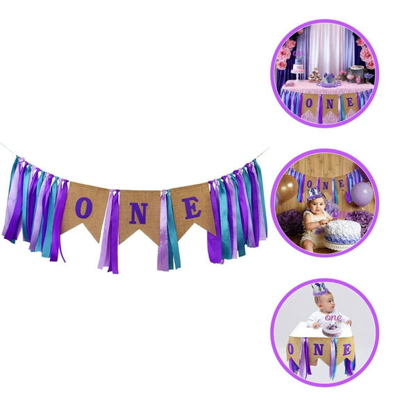 SEWCHICS Rectangle Purple Banner for Party Decoration Birthday Party Banner 1Pcs