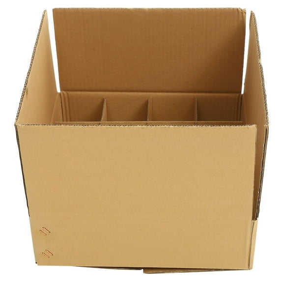 SEWCHICS Khaki Corrugated Paper Divided Shipping Box for Moving Storage Kitchen Glassware