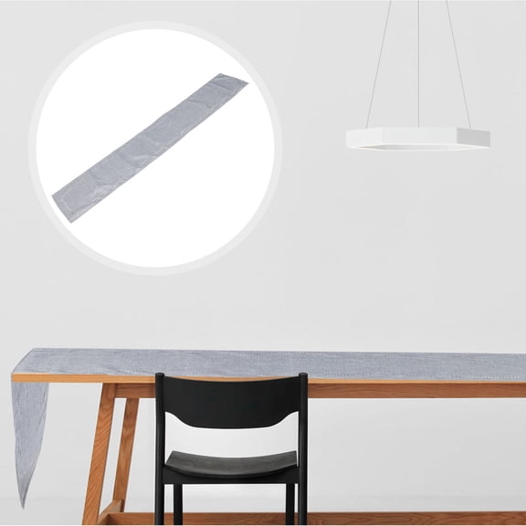 SEWCHICS Light Grey Lace Table Runner, Polyester and Imitation Linen, Elegant Party and Home Decor