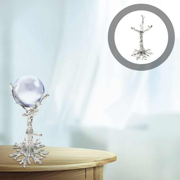 SEWCHICS 1Set Metal Sphere Holder Round Shape Silver Color Crystal Ball Stand Luxury Home Decoration for Adults Bedroom