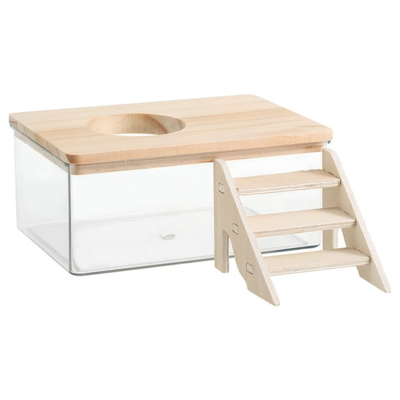 SEWCHICS Multifunctional Khaki Hamster Sand Bath Box for Small Pets Easy to Clean Sand Bath Accessory