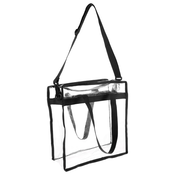 SEWCHICS Black PVC Travel Tote Bag with Zipper Closure, Storage Handbag for Everyday Use