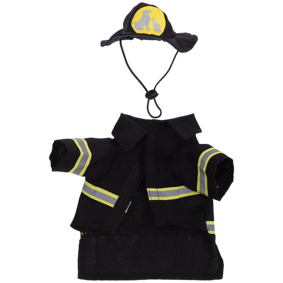 SEWCHICS 1Set Performance Costume Pet Dog Clothes Black Firefighter Uniform Style Heat Retention
