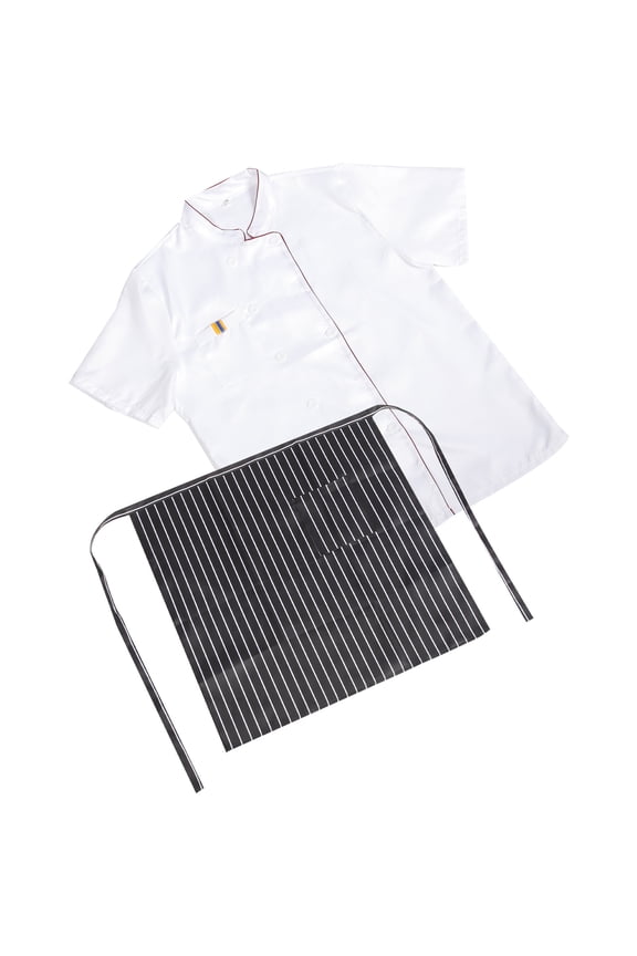Short Sleeve Chef Jacket White Comfortable Breathable Kitchen Uniform Workwear Set