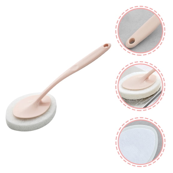SEWCHICS Dishwashing Sponge Pad White with Long Handle for Tough Messes