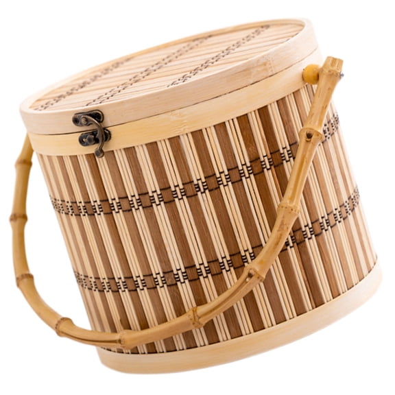 SEWCHICS 1Set Small Bamboo Hand Held Basket with Handle for Egg Gathering Storage Picnic Use