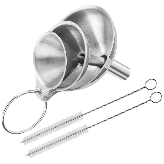 SEWCHICS 1Set Wide Spout Stainless Steel Funnel for Canning Oil Soy Sauce and Wine Bottles