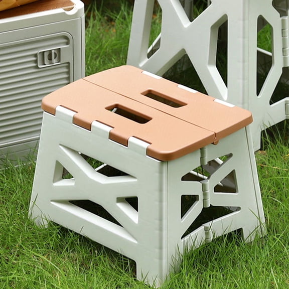 SEWCHICS Portable White Folding Stool Lightweight and Sturdy for Fishing, Gardening, Camping, and Outdoor Use