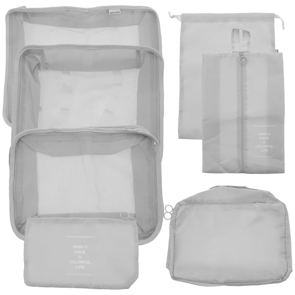 SEWCHICS 1Set Travel Packing Cubes Light Grey Oxford Cloth Luggage Organizers for Storage