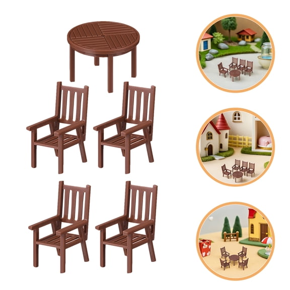 SEWCHICS 2 Sets Brown Plastic Dollhouse Kitchen Decor Model Building Kits for Miniature Scenes and Landscape Crafts