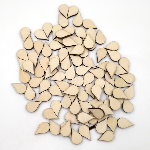 SEWCHICS 200 Pieces Beige Wood Teardrop Pendants Unfinished Shapes for Crafts, Projects, Home Decor Enthusiasts