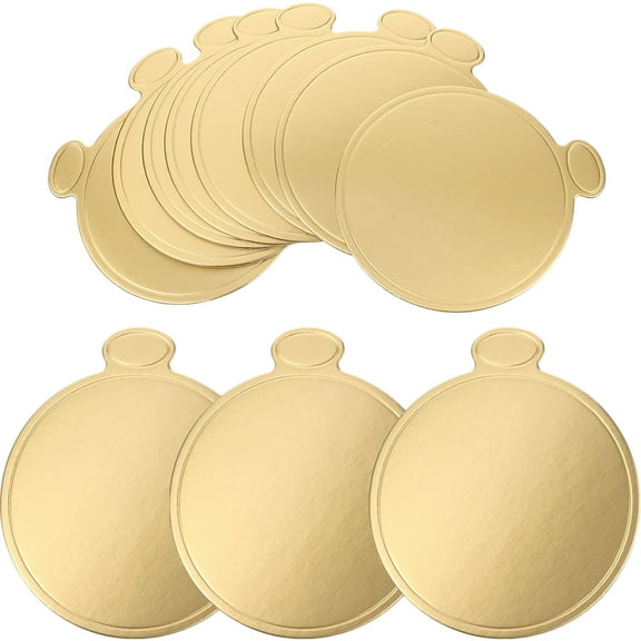 SEWCHICS Golden Paper Cake Pads for Display and Serving, Sturdy, Deform-Resistant, Ideal for Parties and Events