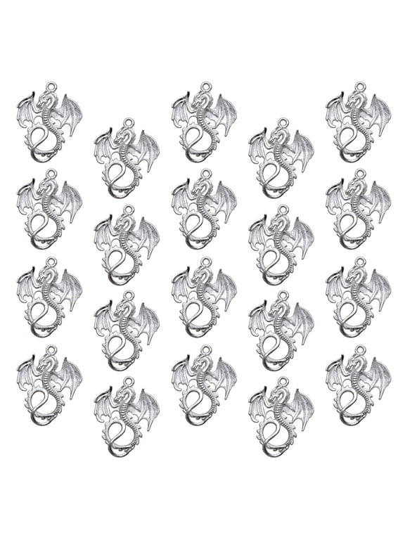 Silver Alloy Flying Dragon Charms for DIY Jewelry Making 20Pcs