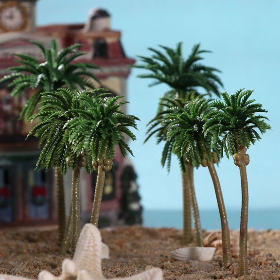 SEWCHICS 20Pcs Coconut Tree Shape Ornament for Sand Table and Model Train Railway Decoration