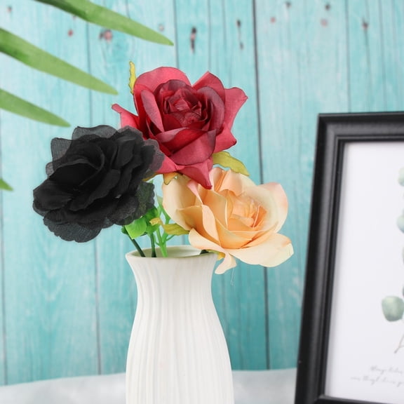 SEWCHICS Elegant Black Faux Roses for Home Floral Decor, Ideal for Crafting, 20Pcs