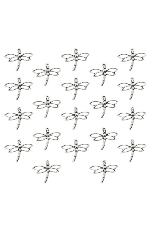 20Pcs DIY Pendant Charms Silver Alloy Dragonfly for Necklace Bracelet Craft Projects