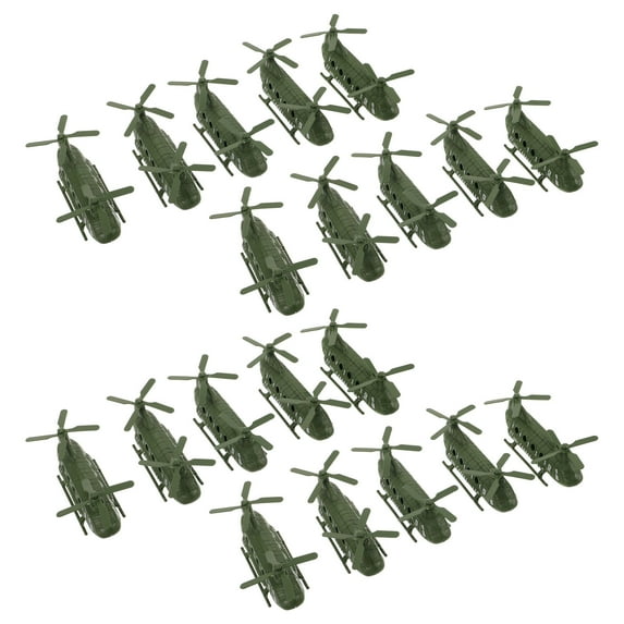 SEWCHICS 20-Piece Military Transport Helicopter Model Set in Green Plastic for Display, Collectible, and Home or Office Decoration