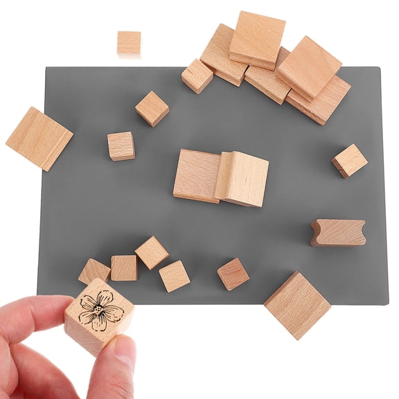 SEWCHICS 20Pcs Multi-Size Grooved Hardwood Wood Blocks for Stamp Making, Craft Projects, and Creative Art Supplies