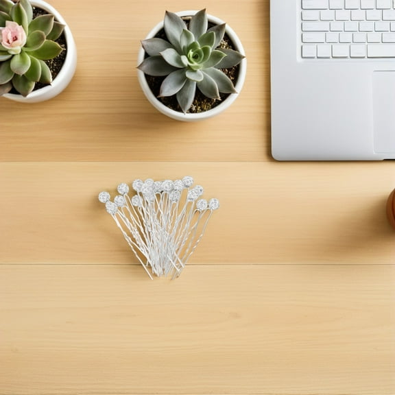 SEWCHICS 20 Pieces Plated Bridal Hair Forks with Rhinestones U-Shaped Metal Pins for Elegant Wedding Hairstyles and Updos