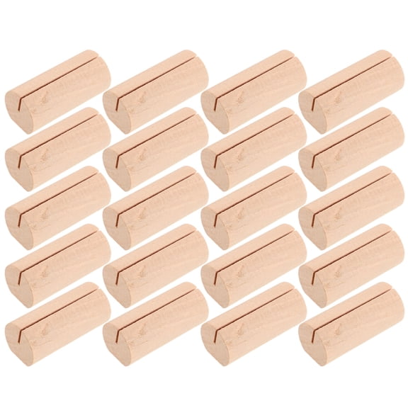 SEWCHICS 20Pcs Wooden Business Card Display Stands with Minimalist Design and Solid Wood Base for Office and Home