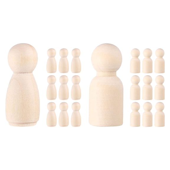 SEWCHICS 20pcs Wooden Blank People Figures for Crafts Educational Family Activities Creative Wood Shapes