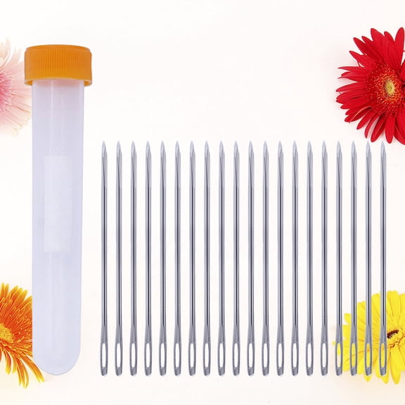 SEWCHICS 20pcs Darning Needle Kits for Craft Projects with Large-eye Silver Color