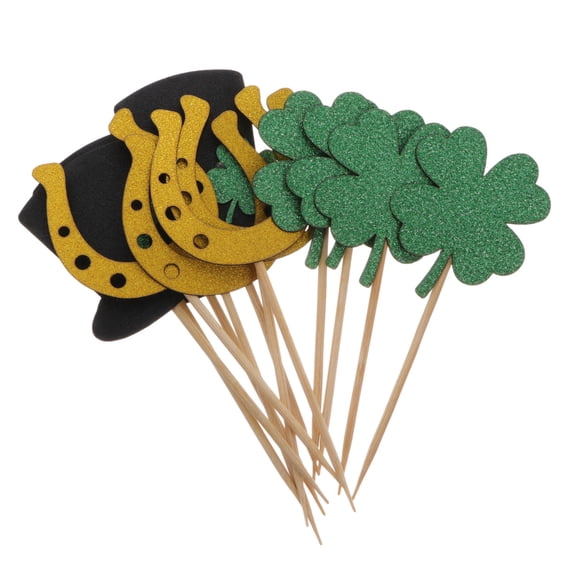 SEWCHICS Pcs . Patrick's Day Cake Toppers Party Shamrock Paper Hat