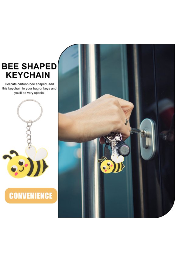 Adorable Yellow PVC Metal Bee Keychain for Bag Decoration 24Pcs