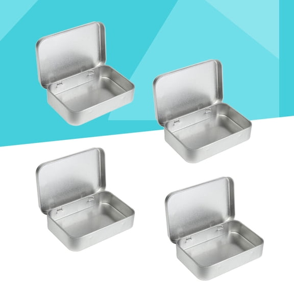 SEWCHICS 24Pcs Empty Rectangular Tin Cans Plated Silver Metal Boxes for Small Packaging