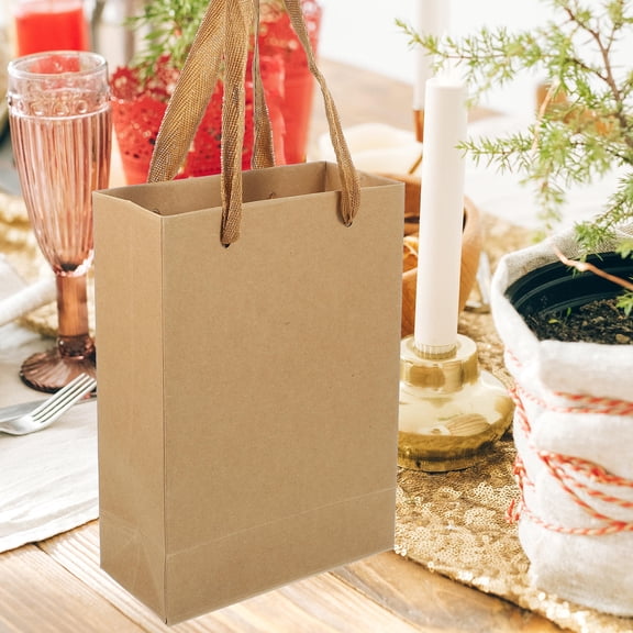 SEWCHICS 25Pcs Kraft Paper Storage Pouch Bags with Handles Ideal for Bridal Shower and Tea Party Favors