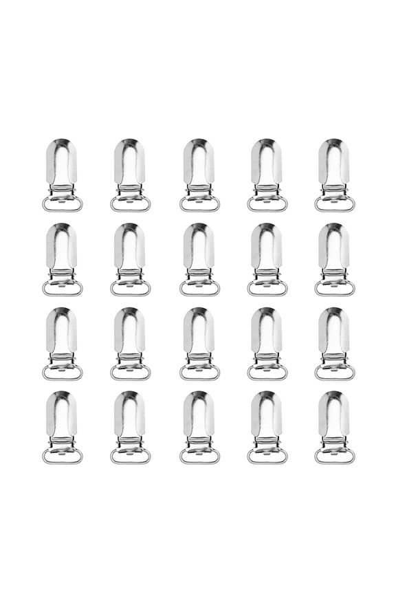 25Pcs White Metal Suspender Clips Set with Plastic Insert for Clothes and Crafts