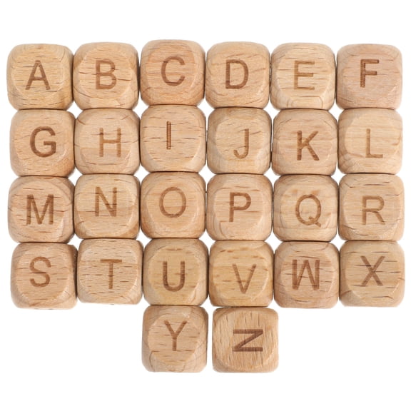 SEWCHICS 260 Pcs Square Wood Letter Beads for Crafts and Classroom Activities, Beige Color for Jewelry Making