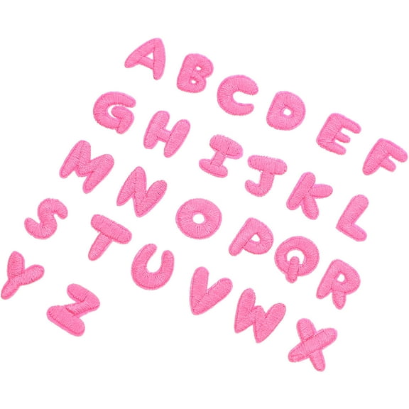SEWCHICS Pink Polyester Iron on Alphabet Patches for DIY Clothes Hats Bags