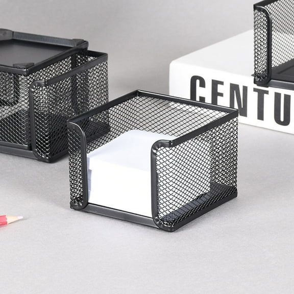 SEWCHICS 2Pcs Black Desktop Notepad Holder Memo Papers Container Office Storage Box