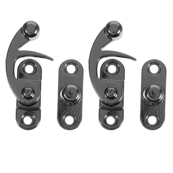 SEWCHICS 2Pcs Black Antique Style Latch Hook Zinc Alloy Secure Closure For Packaging