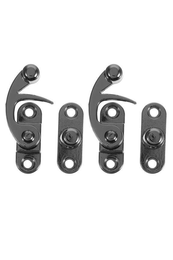 2Pcs Black Antique Style Latch Hook Zinc Alloy Secure Closure For Packaging