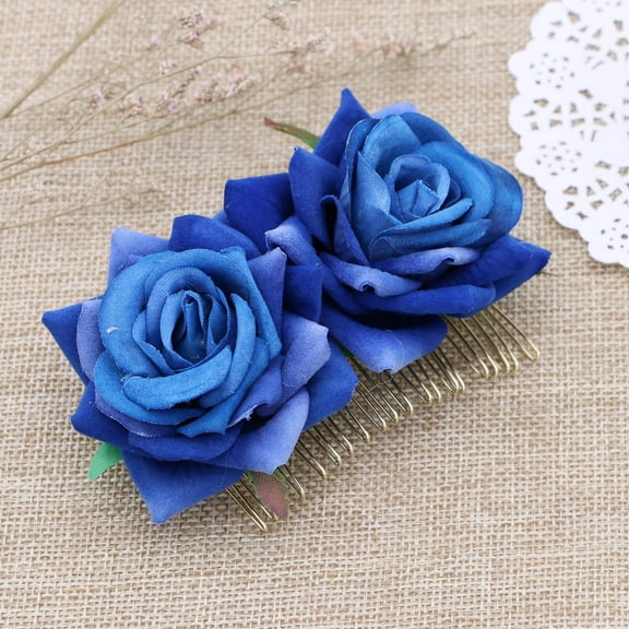 SEWCHICS 2-Pack Rose Hair Combs Handmade Floral Hair Accessories for Wedding, Bridal, Party, and Special Occasion Decoration