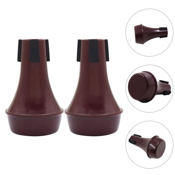 SEWCHICS 2Pcs Brown ABS Trumpet Practice Mute Plastic Lightweight Design for Efficient Noise Damping