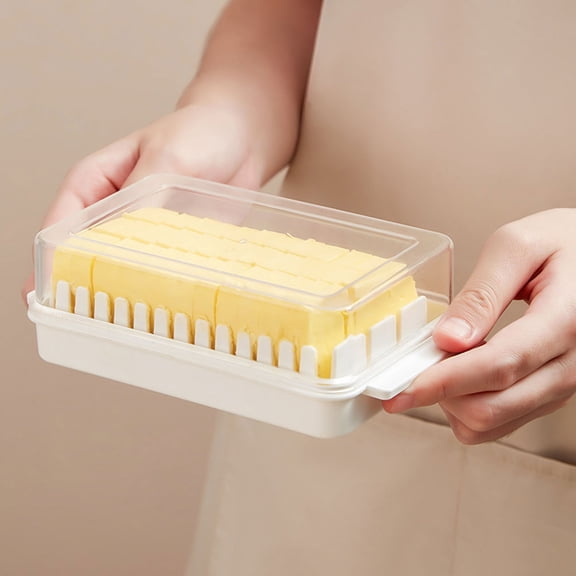 SEWCHICS 2-Pack Airtight Butter Dish with Lid, White Plastic Kitchen Storage Container for Butter