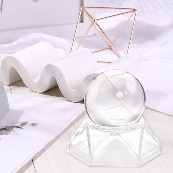 SEWCHICS 2-Pack Clear Acrylic Crystal Display Stands with Modern Geometric Design, Transparent Holders for Home Decoration