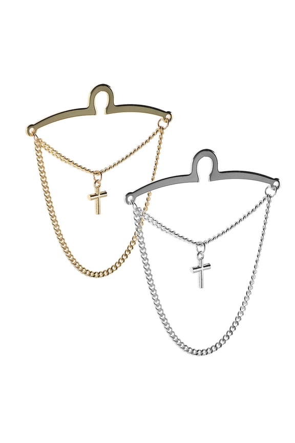 2-Pack Copper Tie Clips with Stylish Cross Design for Business, Weddings, Formal Occasions and Everyday Use