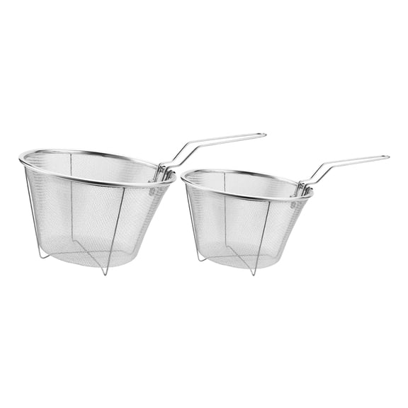 SEWCHICS 2Pcs Deep Fryer Baskets Stainless Steel Frying Food Kitchen Tools Silver