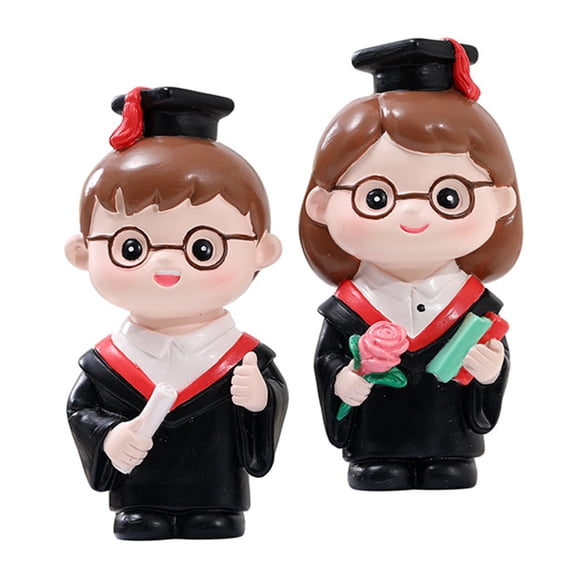 SEWCHICS Set of 2 Doctor Graduation Figurines in Assorted Colors for Home Decor and Graduation Party Decorations