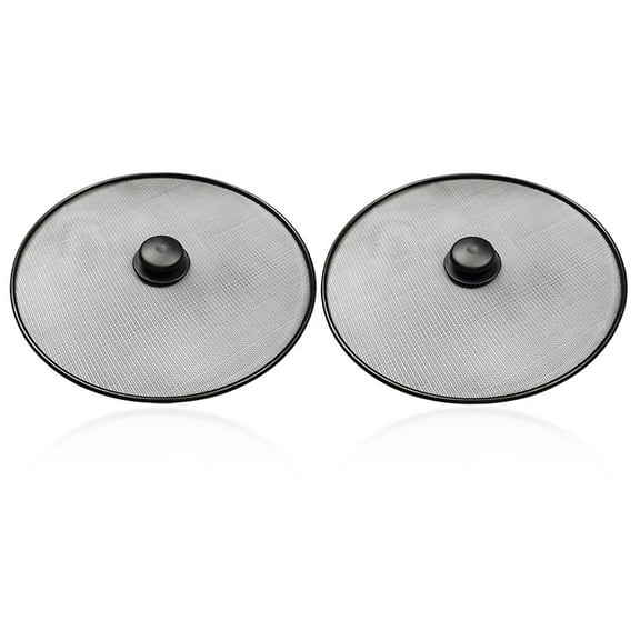 SEWCHICS Black Stainless Steel Splatter Screen, Frying Pan Grease Shield for Home 2Pcs