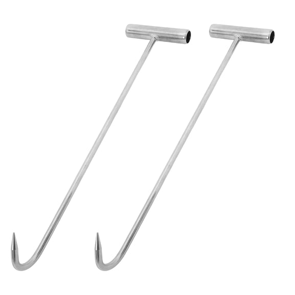 SEWCHICS 2-Pack Heavy Duty Plated Drain Cover Pull Hooks with T-Bar Handles for Outdoor and Industrial Use